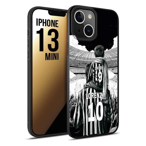 CUSTOMIZZA - Custodia cover nera morbida in tpu compatibile per iPhone 13 MINI personalizzata calcio football nome e numero calciatori bianconeri bianca e nera