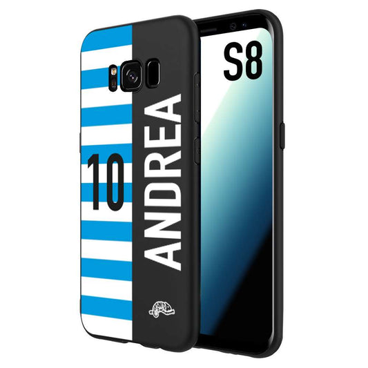 CUSTOMIZZA - Custodia cover nera morbida in tpu compatibile per Samsung S8 personalizzata calcio football nome e numero calciatori biancazzurri