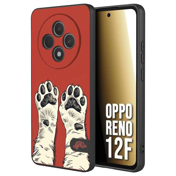CUSTOMIZZA - Custodia cover nera morbida in tpu compatibile per Oppo Reno 12F zampe di gatto cat paws rossa red disegnata fumetto cartoon
