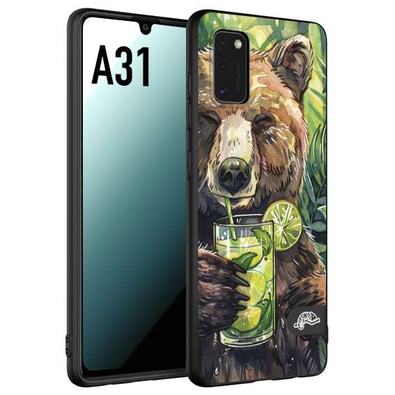 CUSTOMIZZA - Custodia cover nera morbida in tpu compatibile per Samsung A31 fiori estate disegnata cocktails animali simpatici orso bear negroni