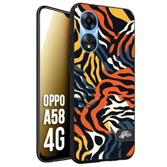 CUSTOMIZZA - Custodia cover nera morbida in tpu compatibile per Oppo A58 4G leopardato maculato tigrato tiger colorata gialla blu arancio
