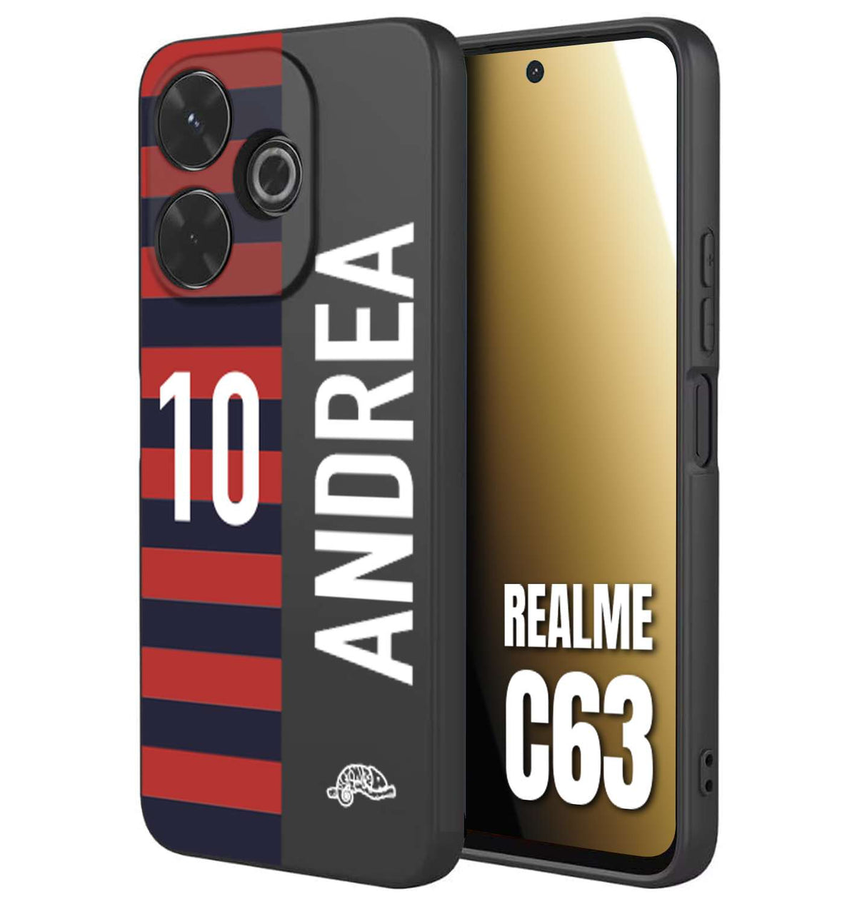 CUSTOMIZZA - Custodia cover nera morbida in tpu compatibile per Realme C63 personalizzata calcio football nome e numero calciatori rossoblu