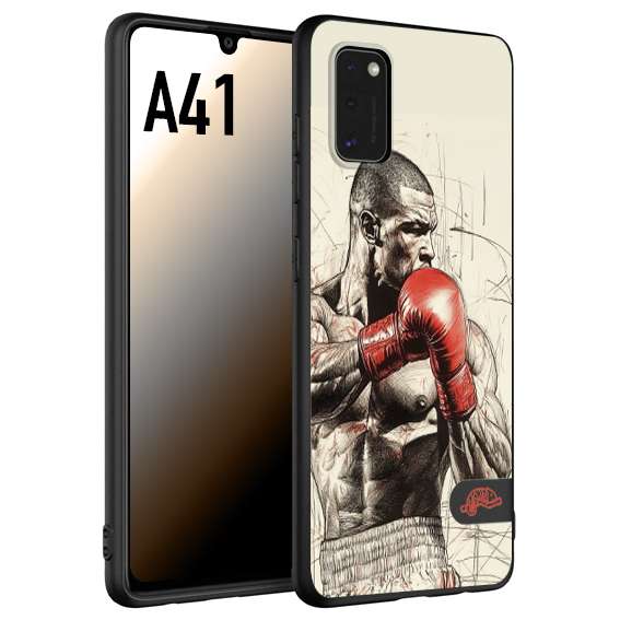 CUSTOMIZZA - Custodia cover nera morbida in tpu compatibile per Samsung A41 pugilato pugili disegno tattoo guantoni box sport ring