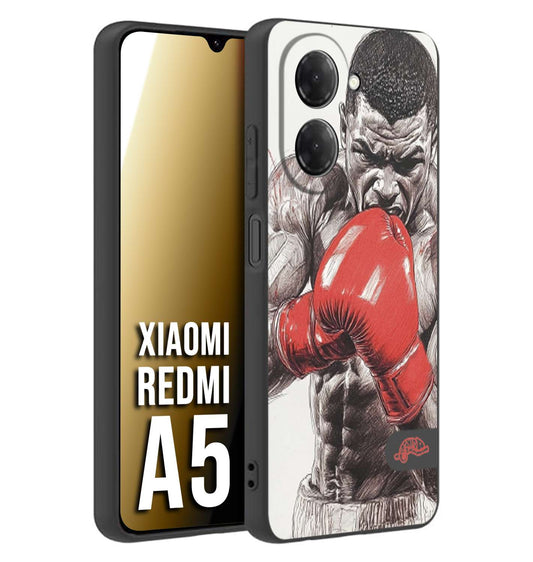 CUSTOMIZZA - Custodia cover nera morbida in tpu compatibile per Xiaomi Redmi A5 pugilato pugili disegno tattoo guantoni box pesi massimi gancio
