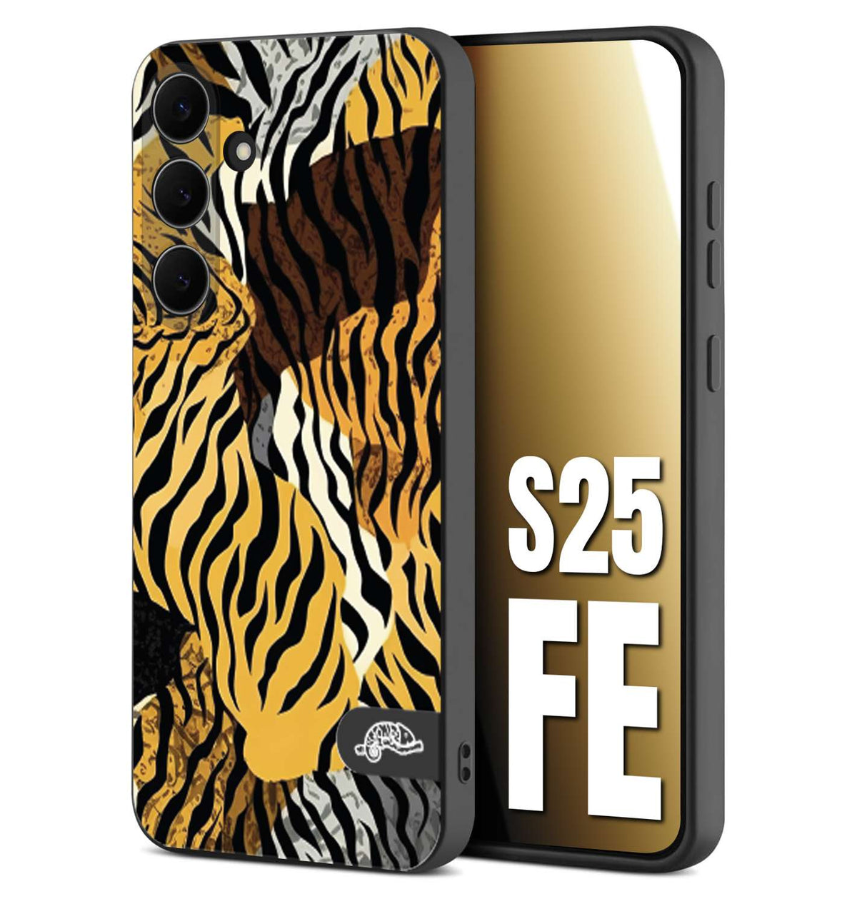 CUSTOMIZZA - Custodia cover nera morbida in tpu compatibile per Samsung S25 FE leopardato tigrato tiger colorata donna fashion estate