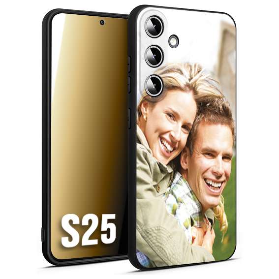 CUSTOMIZZA - Custodia cover nera morbida in tpu compatibile per Samsung S25 personalizzata con foto immagine scritta a piacere