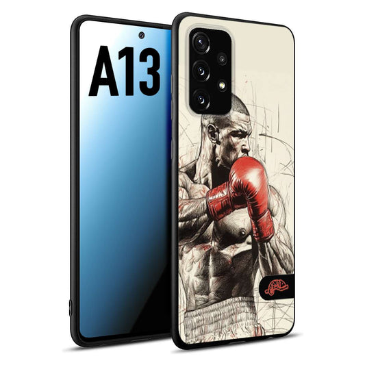 CUSTOMIZZA - Custodia cover nera morbida in tpu compatibile per Samsung A13 pugilato pugili disegno tattoo guantoni box sport ring