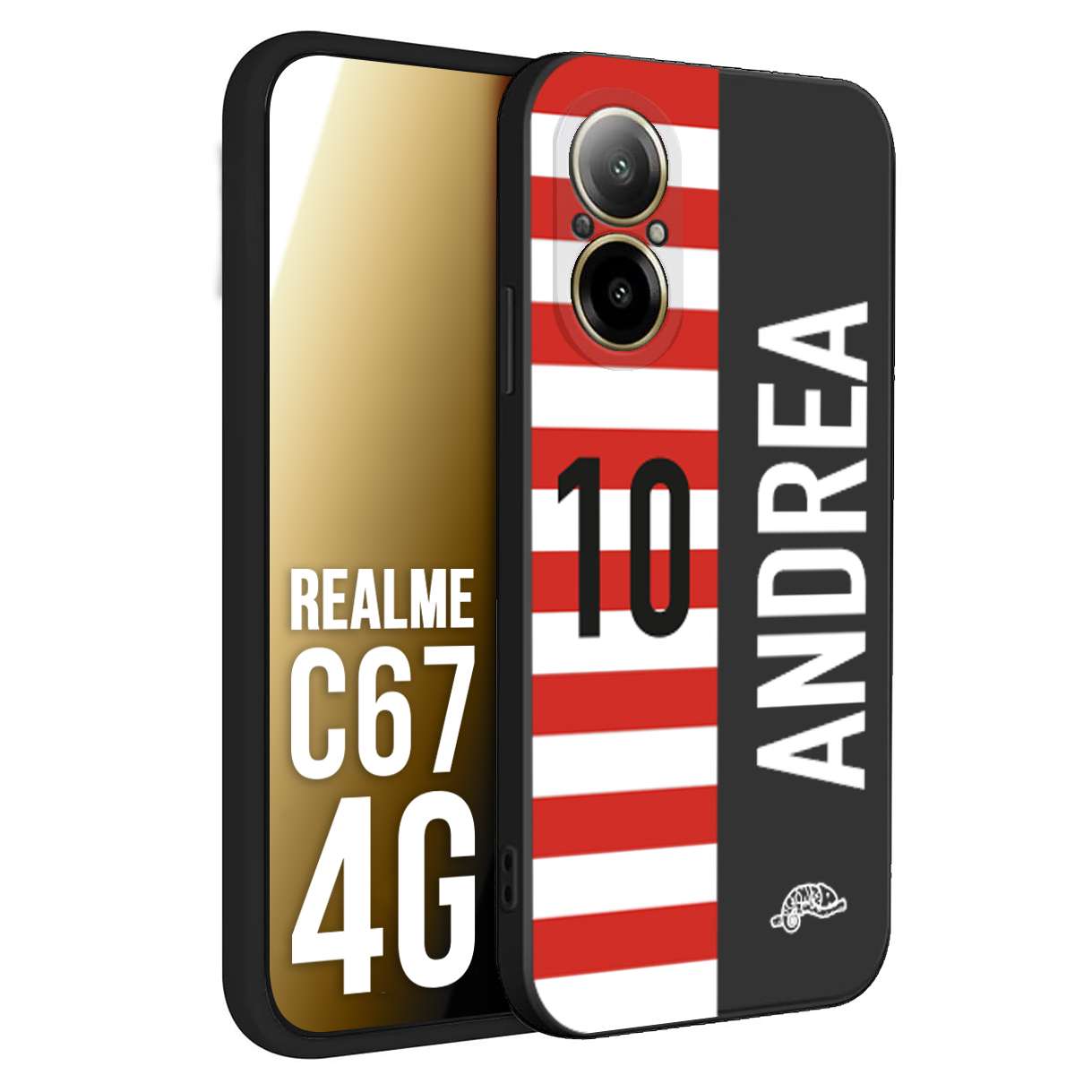 CUSTOMIZZA - Custodia cover nera morbida in tpu compatibile per Oppo C67 4G personalizzata calcio football nome e numero calciatori bianco rossa