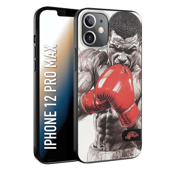 CUSTOMIZZA - Custodia cover nera morbida in tpu compatibile per iPhone 12 PRO MAX pugilato pugili disegno tattoo guantoni box pesi massimi gancio