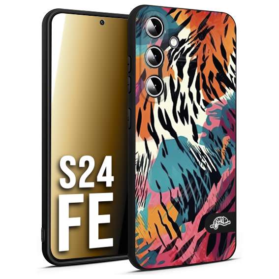 CUSTOMIZZA - Custodia cover nera morbida in tpu compatibile per Samsung S24 FE leopardato maculato tigrato tiger colorata summer color