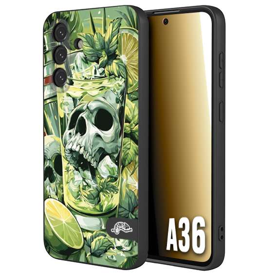 CUSTOMIZZA - Custodia cover nera morbida in tpu compatibile per Samsung A36 Mojito cocktail teschio illustrazione drink lime menta ghiacci tropicale street art
