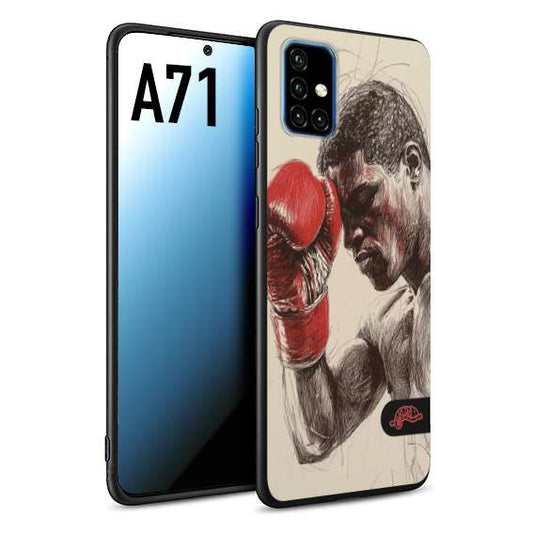 CUSTOMIZZA - Custodia cover nera morbida in tpu compatibile per Samsung A71 pugilato pugili disegno tattoo guantoni boxer pesi massimi