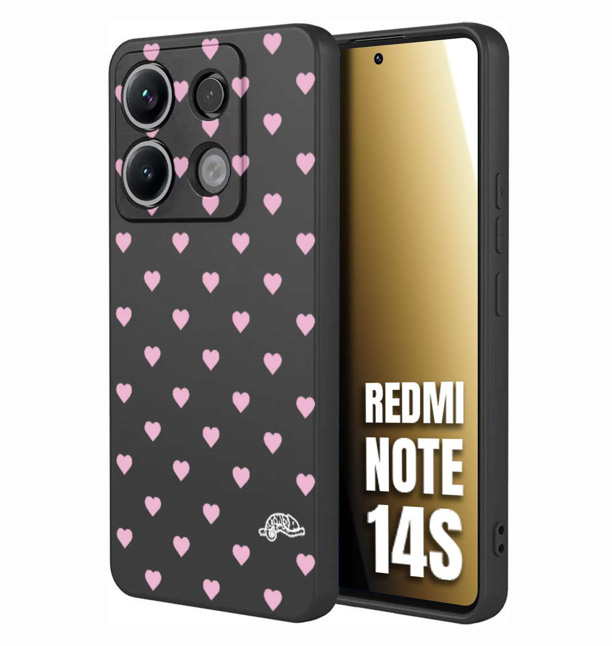 CUSTOMIZZA - Custodia cover nera morbida in tpu compatibile per Xiaomi Redmi Note 14S cuori pois rosa su nero donna pin up vintage