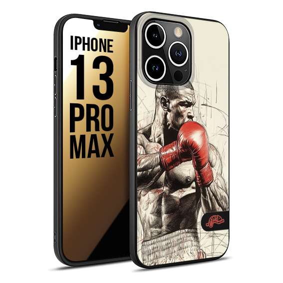 CUSTOMIZZA - Custodia cover nera morbida in tpu compatibile per iPhone 13 PRO MAX pugilato pugili disegno tattoo guantoni box sport ring