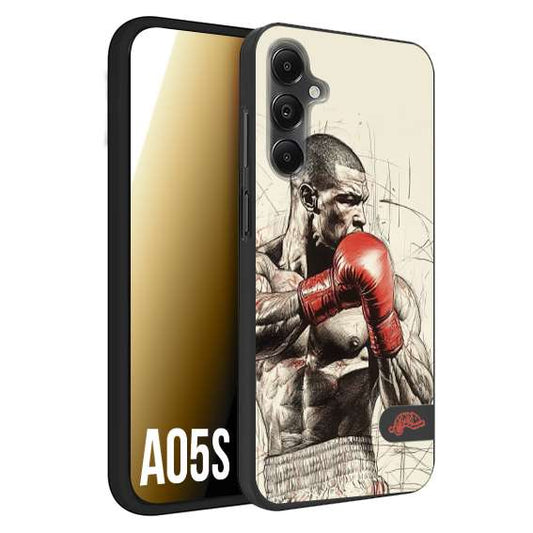 CUSTOMIZZA - Custodia cover nera morbida in tpu compatibile per Samsung A05S pugilato pugili disegno tattoo guantoni box sport ring