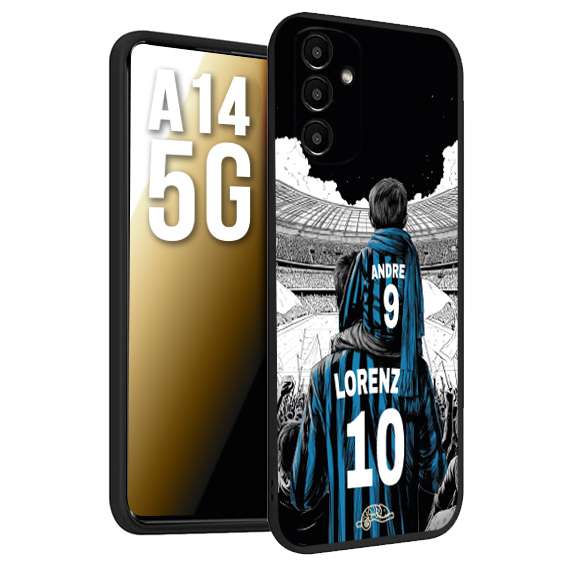 CUSTOMIZZA - Custodia cover nera morbida in tpu compatibile per Samsung A14 5G personalizzata calcio football padre e figlio calciatori nerazzurra
