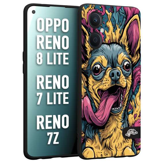 CUSTOMIZZA - Custodia cover nera morbida in tpu compatibile per Oppo Reno 7 Lite - 8 Lite - 7Z Chihuahua illustrazione cane pop art cane street art cartone animato