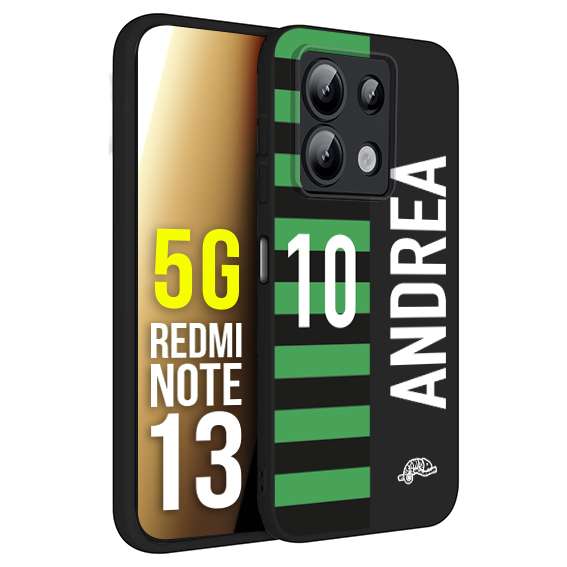 CUSTOMIZZA - Custodia cover nera morbida in tpu compatibile per Xiaomi Redmi Note 13 5G personalizzata calcio football nome e numero calciatori neroverde