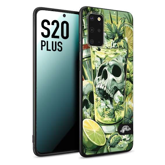 CUSTOMIZZA - Custodia cover nera morbida in tpu compatibile per Samsung S20 PLUS Mojito cocktail teschio illustrazione drink lime menta ghiacci tropicale street art