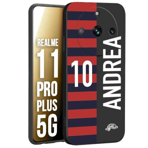 CUSTOMIZZA - Custodia cover nera morbida in tpu compatibile per Realme 11 PRO PLUS 5G personalizzata calcio football nome e numero calciatori rossoblu