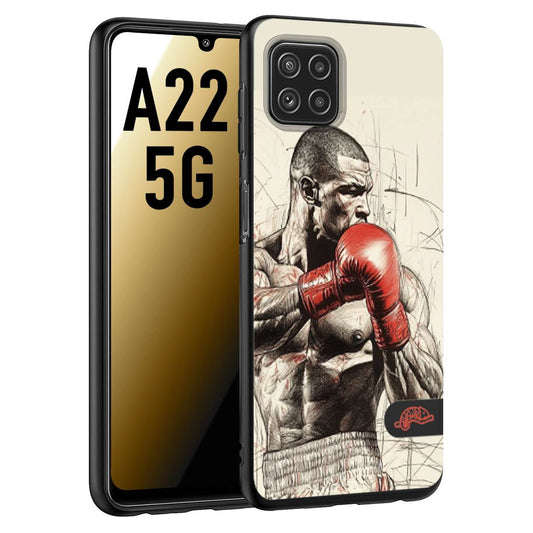 CUSTOMIZZA - Custodia cover nera morbida in tpu compatibile per Samsung A22 5G pugilato pugili disegno tattoo guantoni box sport ring