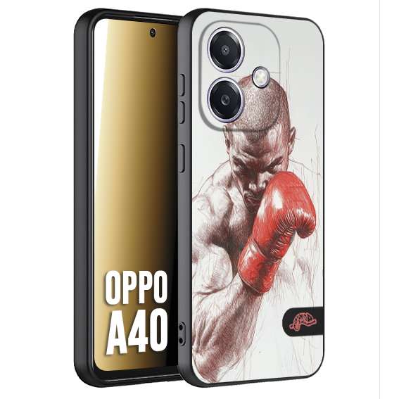 CUSTOMIZZA - Custodia cover nera morbida in tpu compatibile per Oppo A40 pugilato pugili disegno tattoo guantoni box sport primo piano