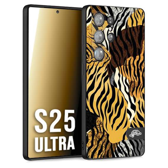 CUSTOMIZZA - Custodia cover nera morbida in tpu compatibile per Samsung S25 ULTRA leopardato tigrato tiger colorata donna fashion estate