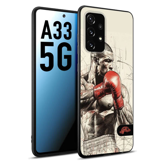 CUSTOMIZZA - Custodia cover nera morbida in tpu compatibile per Samsung A33 5G pugilato pugili disegno tattoo guantoni box sport ring