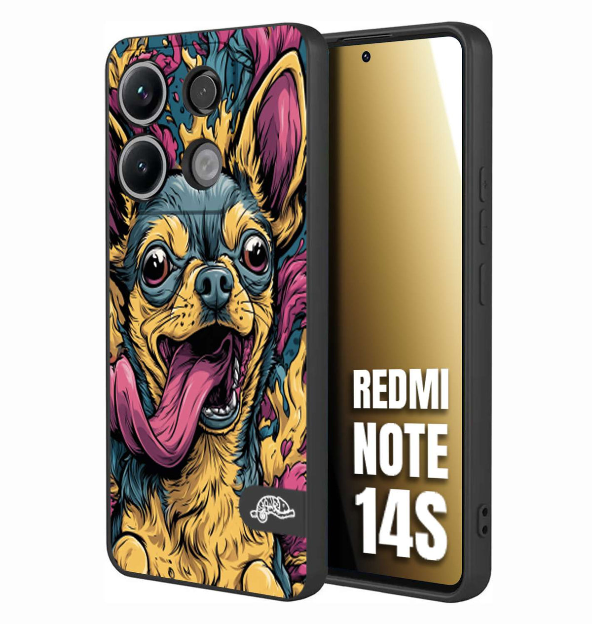 CUSTOMIZZA - Custodia cover nera morbida in tpu compatibile per Xiaomi Redmi Note 14S Chihuahua illustrazione cane pop art cane street art cartone animato