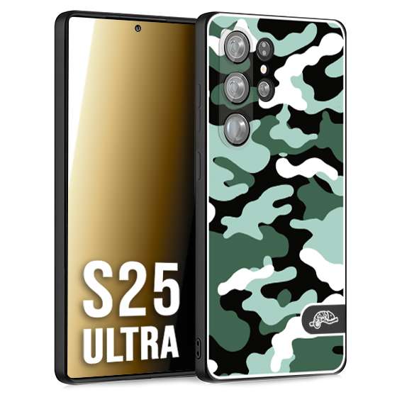 CUSTOMIZZA - Custodia cover nera morbida in tpu compatibile per Samsung S25 ULTRA camouflage mimetico militare verde green