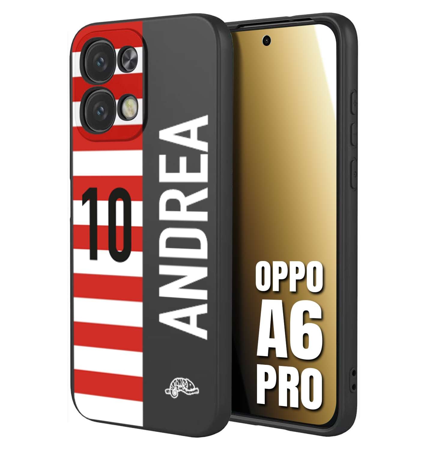 CUSTOMIZZA - Custodia cover nera morbida in tpu compatibile per Oppo A6 PRO personalizzata calcio football nome e numero calciatori bianco rossa