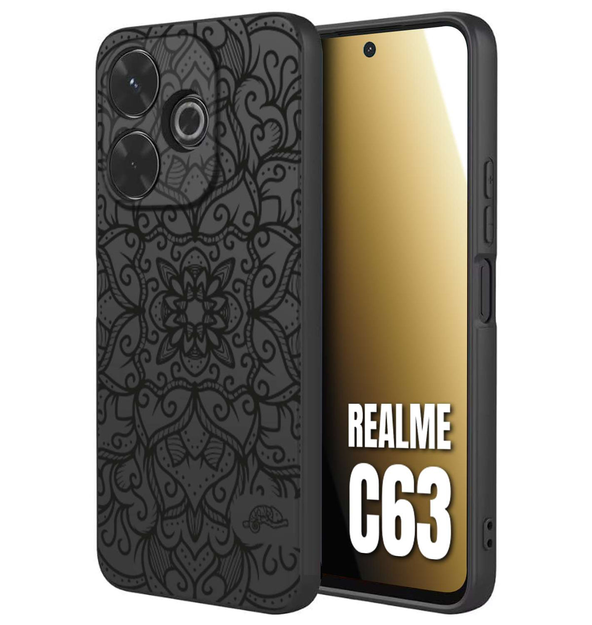 CUSTOMIZZA - Custodia cover nera morbida in tpu compatibile per Realme C63 mandala nero fiore vedo non vedo donna