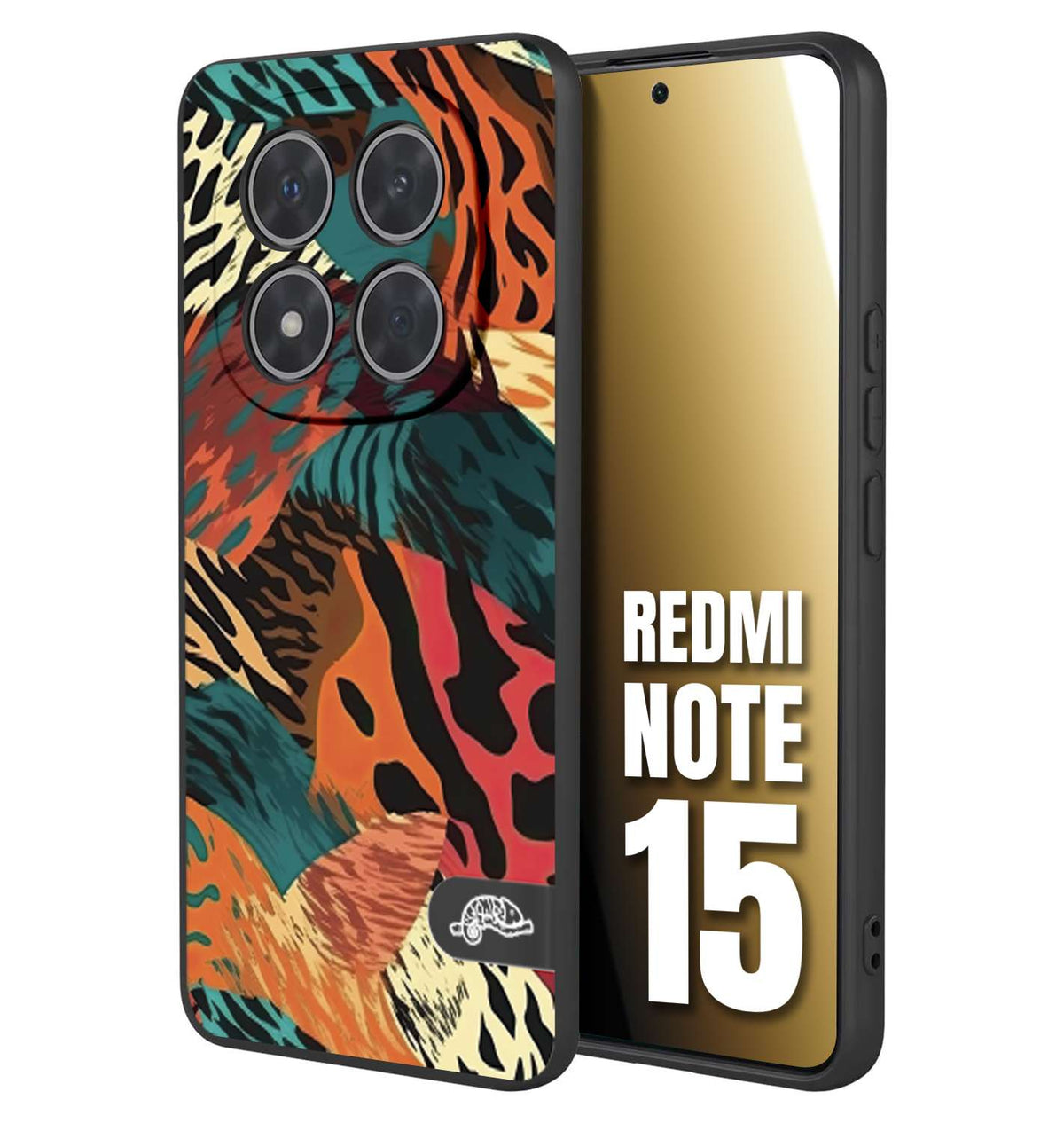 CUSTOMIZZA - Custodia cover nera morbida in tpu compatibile per Xiaomi Redmi Note 15 leopardato tigrato tiger colorata summer arancio verde fucsia