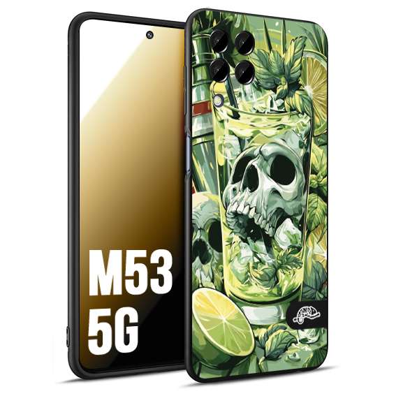 CUSTOMIZZA - Custodia cover nera morbida in tpu compatibile per Samsung M53 5G Mojito cocktail teschio illustrazione drink lime menta ghiacci tropicale street art