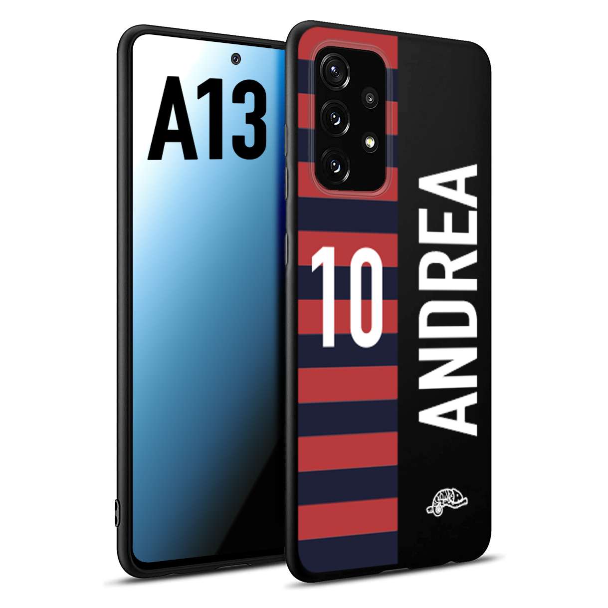 CUSTOMIZZA - Custodia cover nera morbida in tpu compatibile per Samsung A13 personalizzata calcio football nome e numero calciatori rossoblu