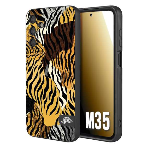CUSTOMIZZA - Custodia cover nera morbida in tpu compatibile per Samsung M35 leopardato tigrato tiger colorata donna fashion estate
