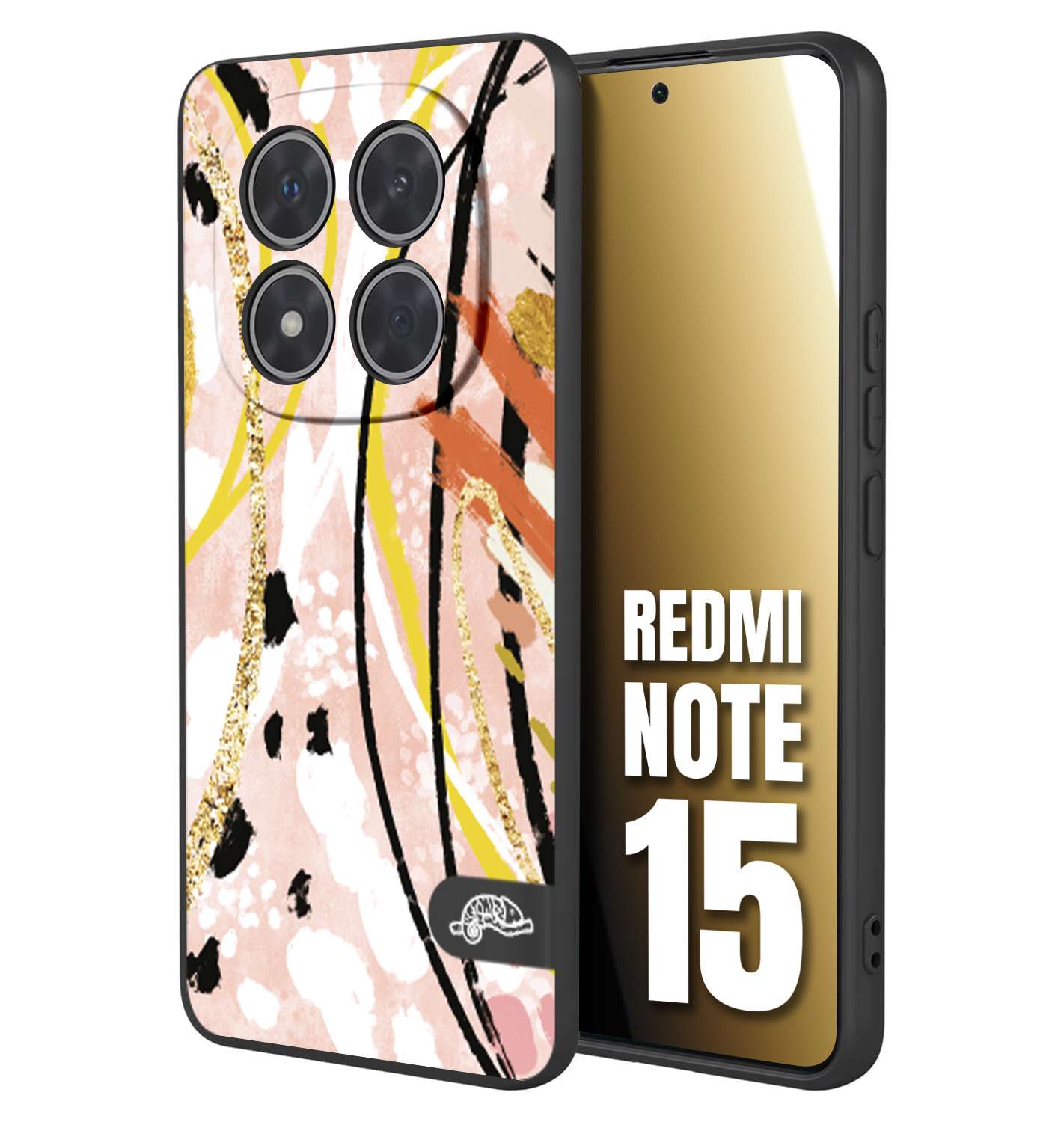 CUSTOMIZZA - Custodia cover nera morbida in tpu compatibile per Xiaomi Redmi Note 15 fiori astratti donna zebrato leopardato fantasia dorata gialla rosa colorata