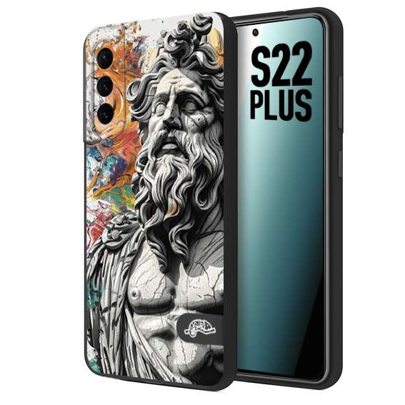 CUSTOMIZZA - Custodia cover nera morbida in tpu compatibile per Samsung S22 PLUS statua colorata moderna antico tattoo splash color