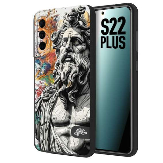 CUSTOMIZZA - Custodia cover nera morbida in tpu compatibile per Samsung S22 PLUS statua colorata moderna antico tattoo splash color