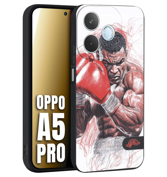 CUSTOMIZZA - Custodia cover nera morbida in tpu compatibile per Oppo A5 PRO pugilato pugili disegno tattoo guantoni boxer pesi massimi iron mike