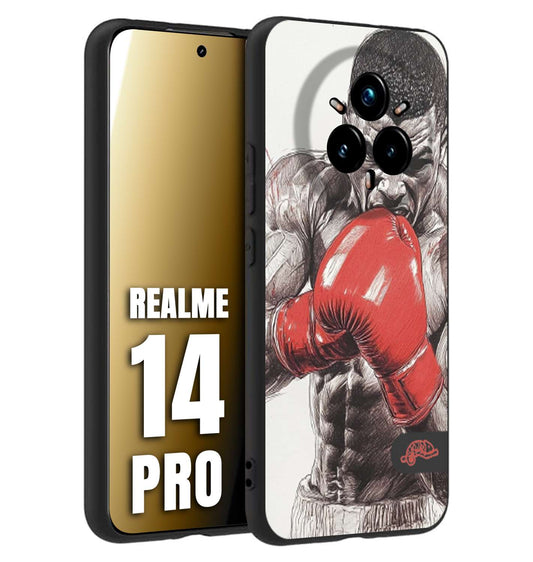 CUSTOMIZZA - Custodia cover nera morbida in tpu compatibile per Realme 14 PRO pugilato pugili disegno tattoo guantoni box pesi massimi gancio