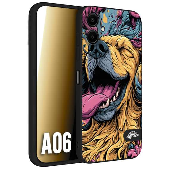 CUSTOMIZZA - Custodia cover nera morbida in tpu compatibile per Samsung A06 Golden Retriever illustrazione cane pop art cane street art cartone animato