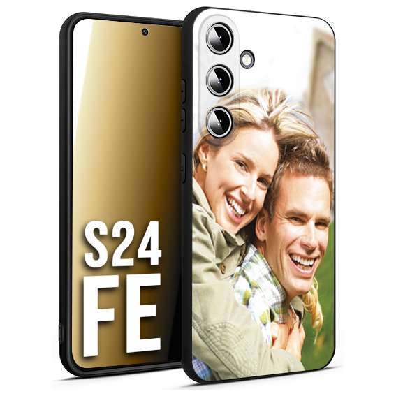 CUSTOMIZZA - Custodia cover nera morbida in tpu compatibile per Samsung S24 FE personalizzata con foto immagine scritta a piacere