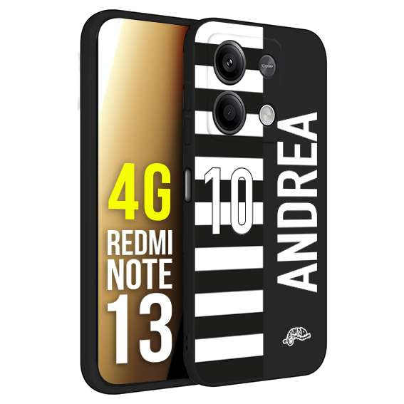 CUSTOMIZZA - Custodia cover nera morbida in tpu compatibile per Xiaomi Redmi Note 13 4G personalizzata calcio football nome e numero calciatori bianconera