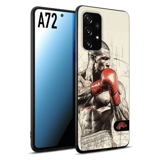 CUSTOMIZZA - Custodia cover nera morbida in tpu compatibile per Samsung A72 pugilato pugili disegno tattoo guantoni box sport ring