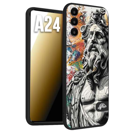 CUSTOMIZZA - Custodia cover nera morbida in tpu compatibile per Samsung A24 statua colorata moderna antico tattoo splash color