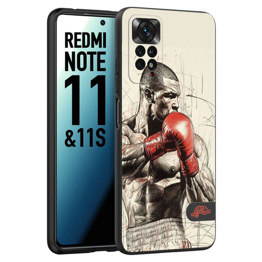 CUSTOMIZZA - Custodia cover nera morbida in tpu compatibile per Xiaomi Redmi Note 11 -  Note 11S pugilato pugili disegno tattoo guantoni box sport ring