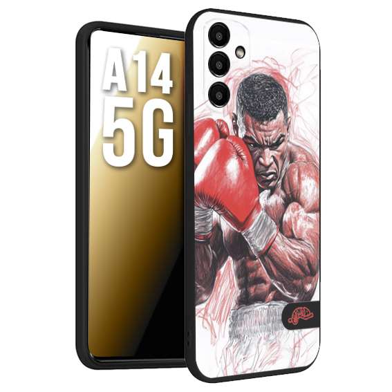 CUSTOMIZZA - Custodia cover nera morbida in tpu compatibile per Samsung A14 5G pugilato pugili disegno tattoo guantoni boxer pesi massimi iron mike