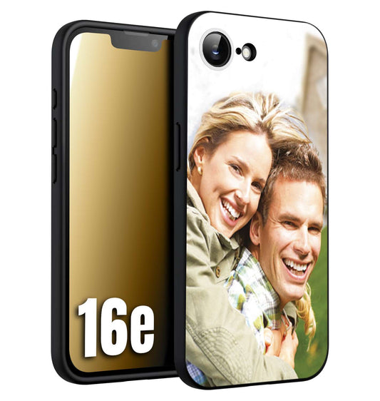 CUSTOMIZZA - Custodia cover nera morbida in tpu compatibile per iPhone 16E personalizzata con foto immagine scritta a piacere