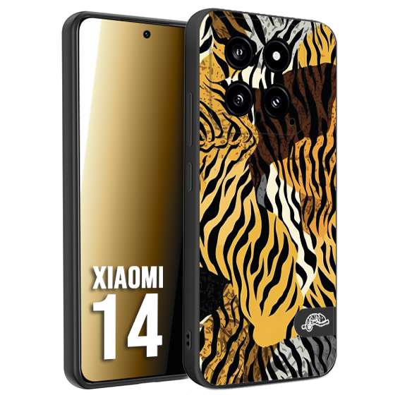 CUSTOMIZZA - Custodia cover nera morbida in tpu compatibile per Xiaomi 14 leopardato tigrato tiger colorata donna fashion estate